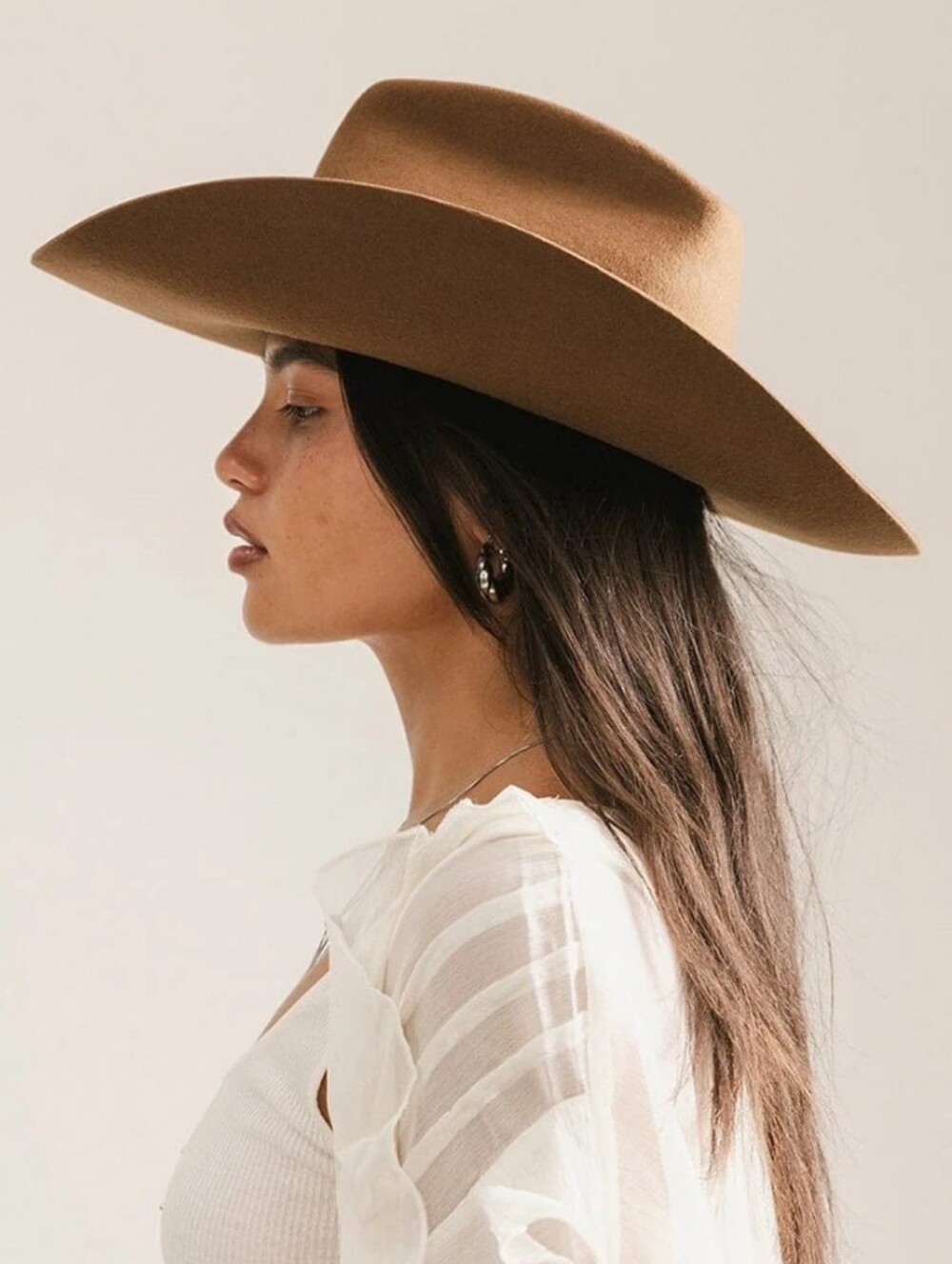 GIGI PIP WESTERN WOOL HAT Classic Brown Wool Felt Fedora coastal Cowgirl Rodeo - Picture 5 of 16